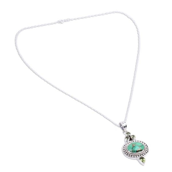 Alternate image for Peridot and Composite Turquoise Pendant Necklace Luminous Green Sky