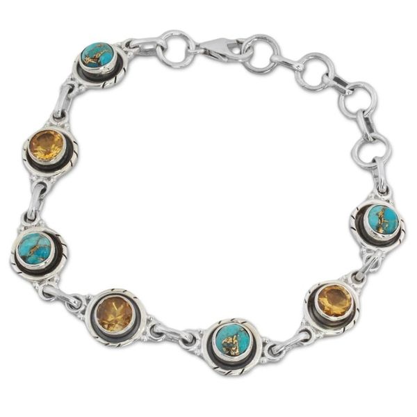 Alternate image for Sterling Silver and Citrine Link Bracelet from India Sunshine Medley