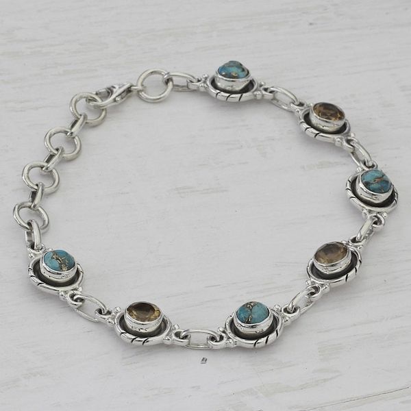 Alternate image for Sterling Silver and Citrine Link Bracelet from India Sunshine Medley