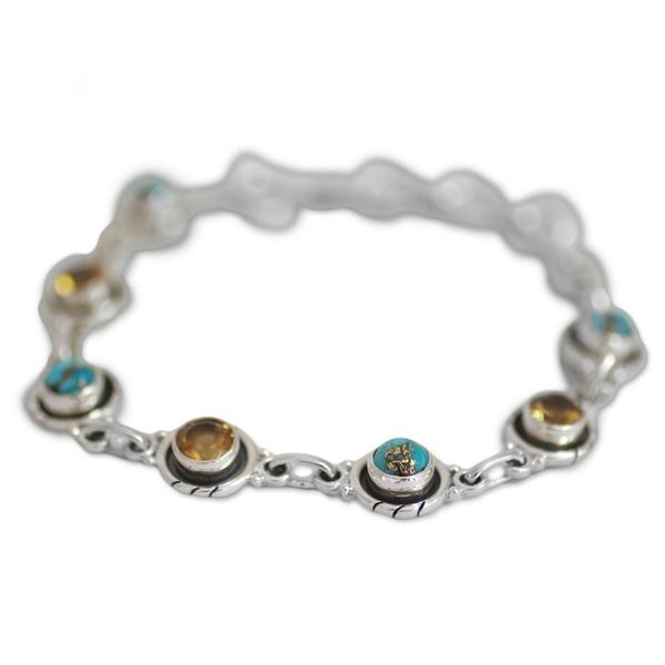 Alternate image for Sterling Silver and Citrine Link Bracelet from India Sunshine Medley