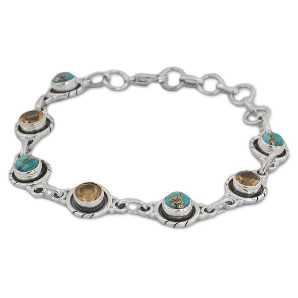 Alternate image for Sterling Silver and Citrine Link Bracelet from India Sunshine Medley