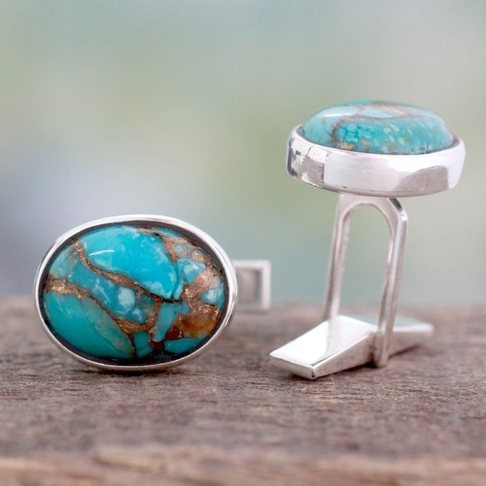 Men's Jewelry Sterling Silver Cufflinks 'Elegant Enigma'