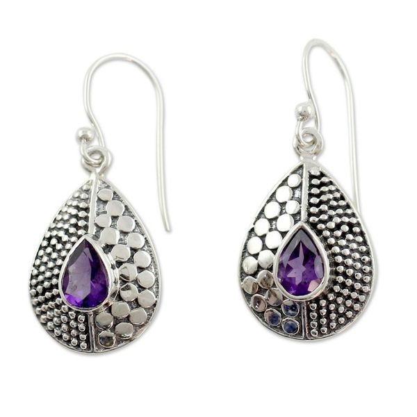 Alternate image for Original Design Amethyst Earrings Set in Sterling Silver Purple Fusion