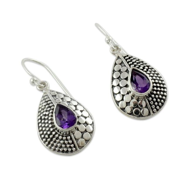 Alternate image for Original Design Amethyst Earrings Set in Sterling Silver Purple Fusion