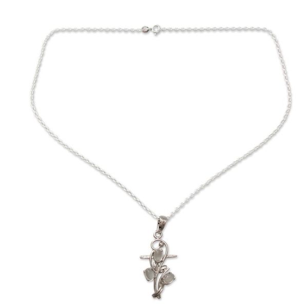Alternate image for Handmade Silver Cross Necklace with Moonstones Blessed Trinity