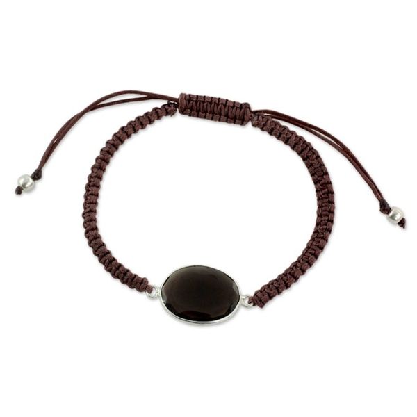 Alternate image for Macrame Bracelet with Smoky Quartz and Silver Solitaire
