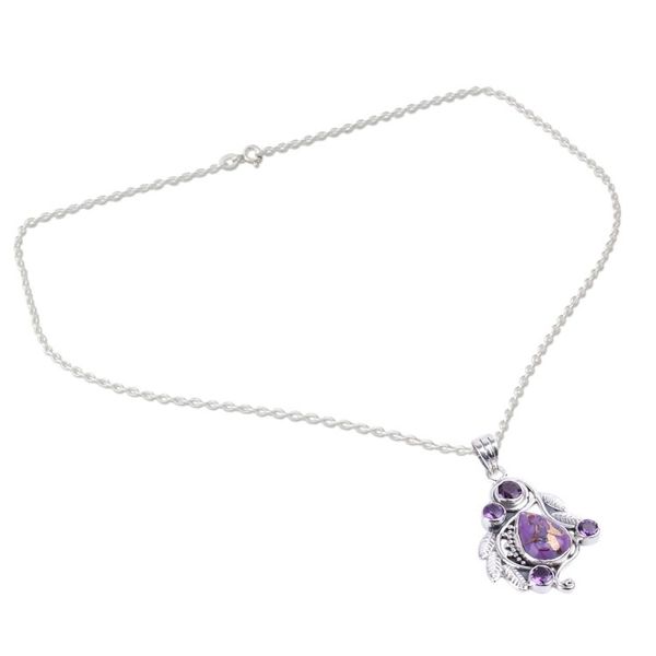 Alternate image for India Handcrafted Composite Turquoise and Amethyst Necklace Purple Forest Mist