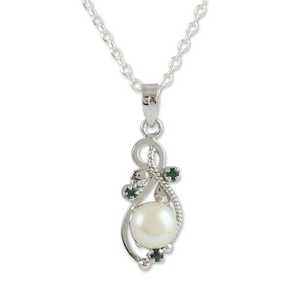 Alternate image for Fair Trade Pearl and Emerald Necklace Romantic Soul