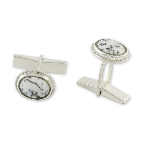 Alternate image for Dendritic Agate and Sterling Silver Cufflinks from India Plenitude