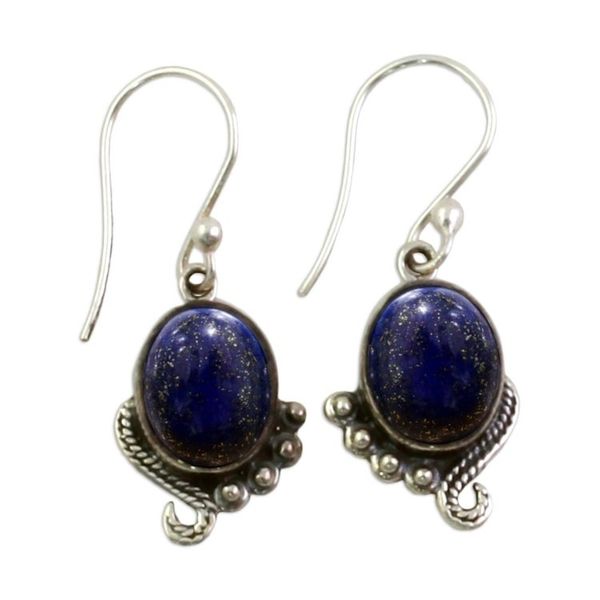 Alternate image for Sterling Silver Lapis Lazuli Dangle Earrings from India Indian Delight in Blue