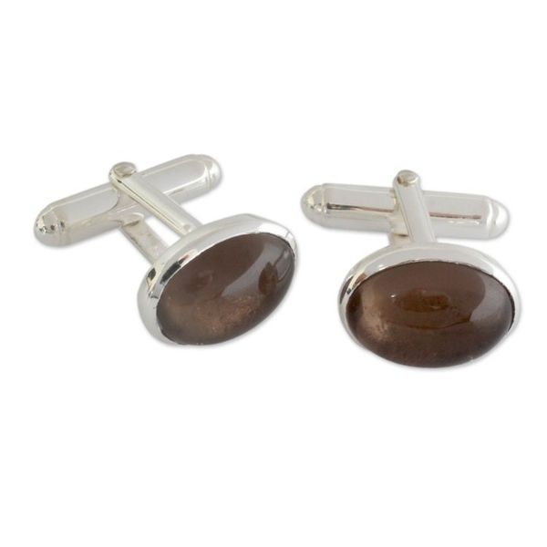Alternate image for Sterling Silver and Smoky Quartz Cufflinks To Dream