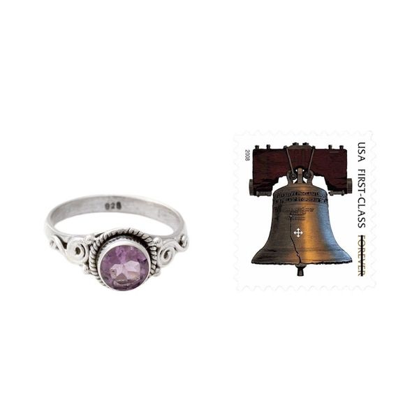Alternate image for Artisan Crafted Silver and Amethyst Ring from India Assam Orchid