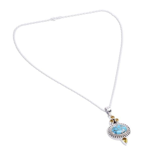 Alternate image for Citrine and Composite Turquoise Pendant Necklace Luminous Blue Sky
