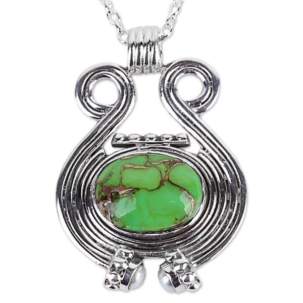 Alternate image for Womens Silver 925 and Green Composite Turquoise Necklace Verdant Desire