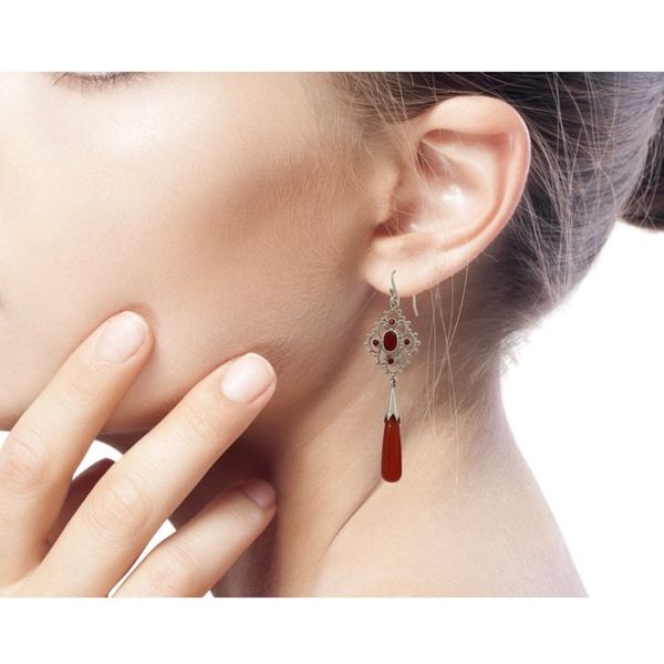 Alternate image for Hand Made Carnelian and Garnet Dangle Earrings Fascination