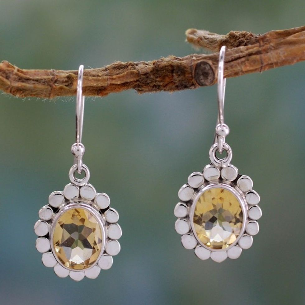Citrine Dangle Earrings 'Radiant Petals'