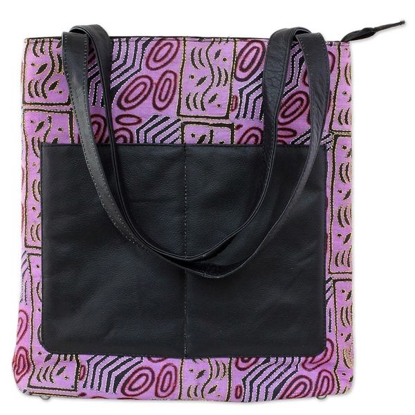 Alternate image for Kantha Embroidered Silk Shoulder Bag in Wisteria from India Majestic Wisteria