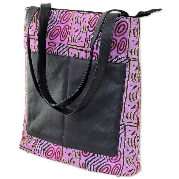 Alternate image for Kantha Embroidered Silk Shoulder Bag in Wisteria from India Majestic Wisteria