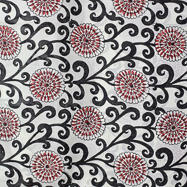 Alternate image for Hand Woven Printed Silk Shawl Floral Motifs from India Floral Vines in Black