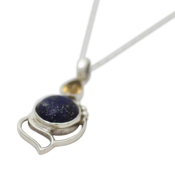 Alternate image for Citrine and Lapis Lazuli Pendant Necklace from India Starry Crest
