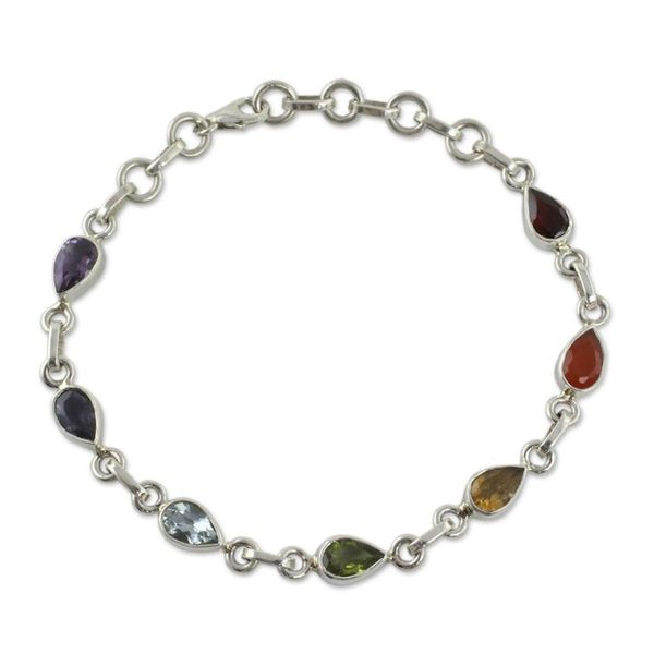 Alternate image for Sterling Silver Bracelet Multi Gemstone Chakra Jewelry Inner Glow