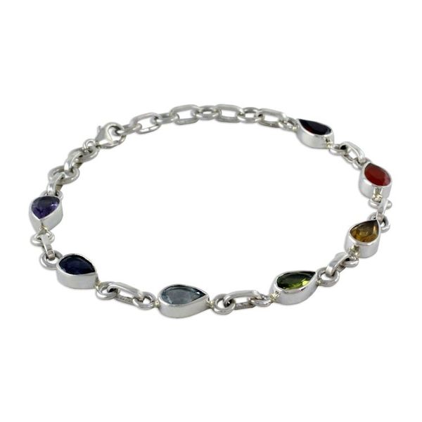 Alternate image for Sterling Silver Bracelet Multi Gemstone Chakra Jewelry Inner Glow