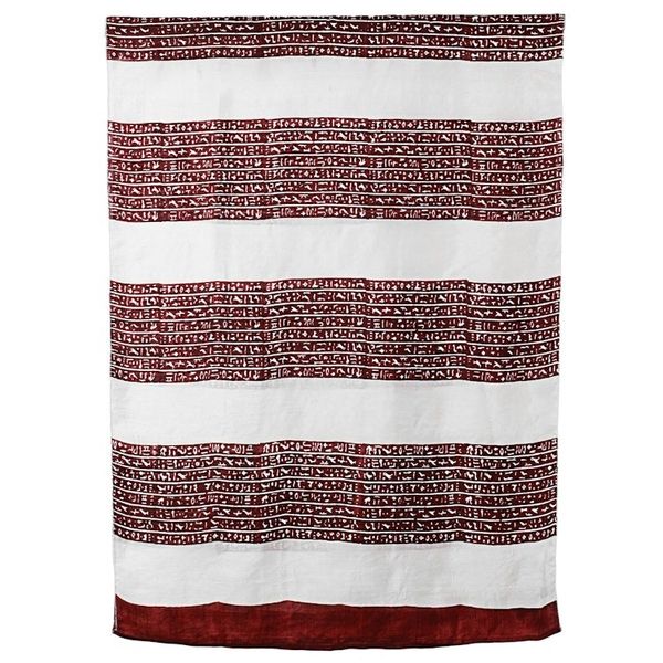 Alternate image for Hand Woven Ecru Cherry Silk Shawl from India Ancient Script in Cherry