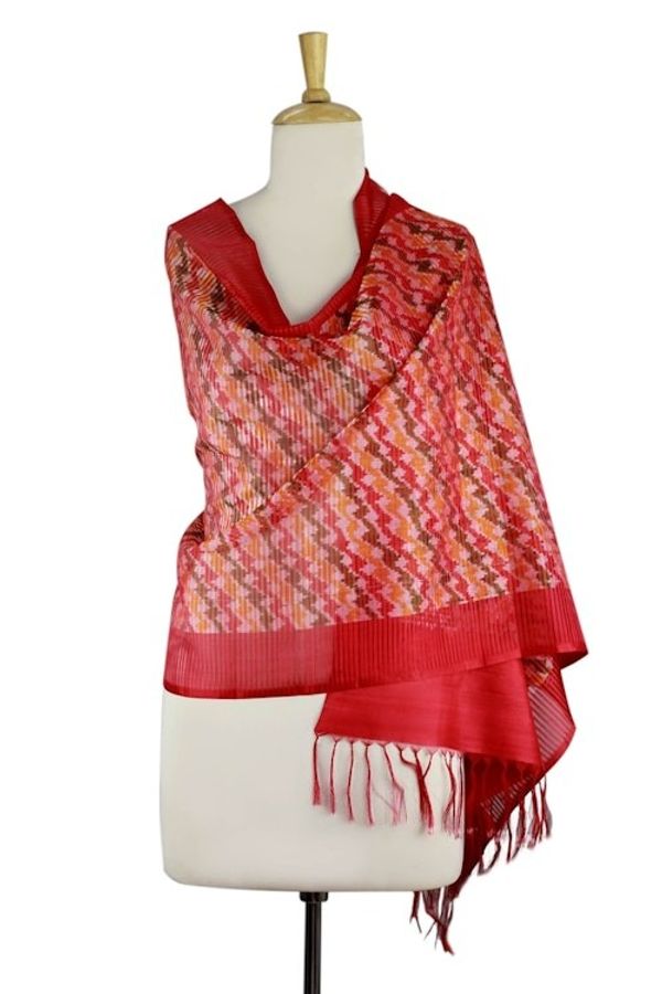 Alternate image for Indian Silk Shawl Wrap Flames of Desire