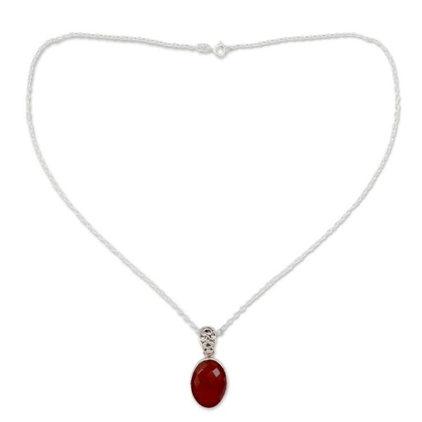 Alternate image for Artisan Made Silver and Carnelian Necklace Radiant Facets