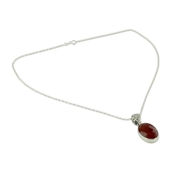 Alternate image for Artisan Made Silver and Carnelian Necklace Radiant Facets