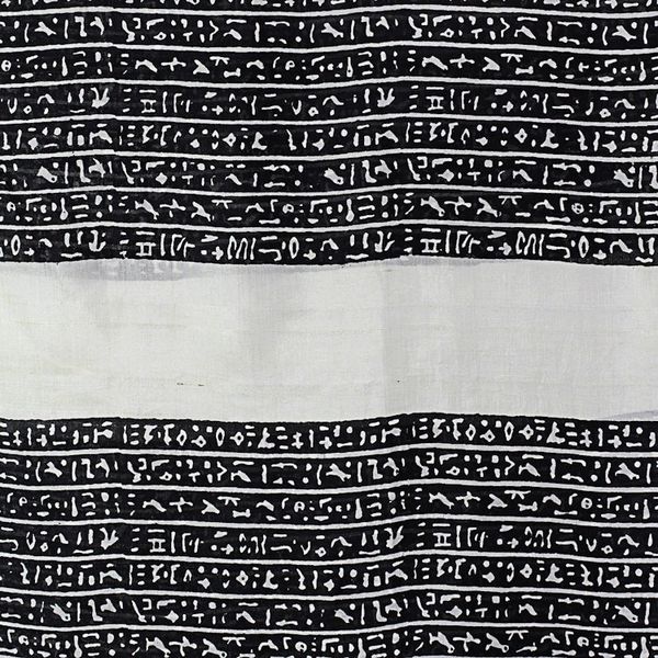 Alternate image for Hand Woven Black and White Silk Shawl from India Ancient Script in Black