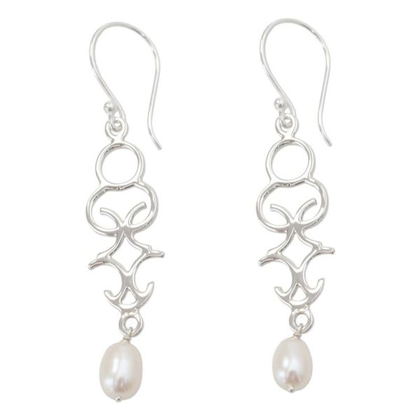 Alternate image for Polished Sterling Silver Dangle Earring with Cultured Pearls Sublime Trellis