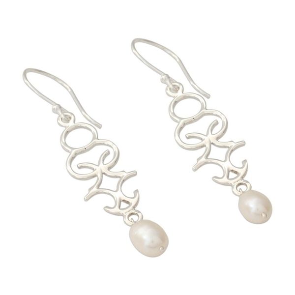 Alternate image for Polished Sterling Silver Dangle Earring with Cultured Pearls Sublime Trellis