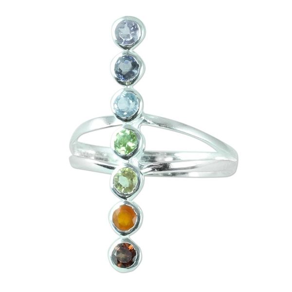 Alternate image for Artisan Crafted Multi-Gemstone Cocktail Ring from India Peaceful Harmony