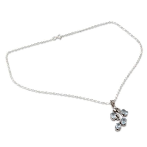 Alternate image for Polished Sterling Silver and Blue Topaz Pendant Necklace Fidelity