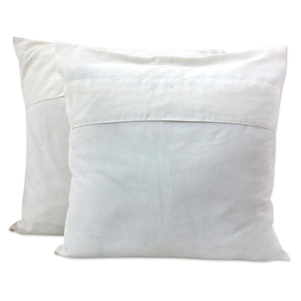 Alternate image for Embroidered Cotton Cushion Covers Red Tree Pair India Chinar Tree