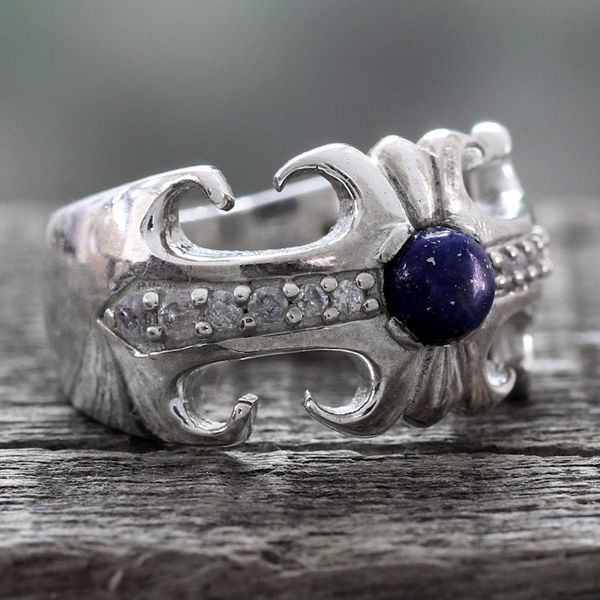 Alternate image for Hand Crafted Lapis Lazuli and Sterling Silver Cocktail Ring Blue Charm