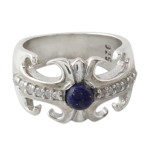 Alternate image for Hand Crafted Lapis Lazuli and Sterling Silver Cocktail Ring Blue Charm