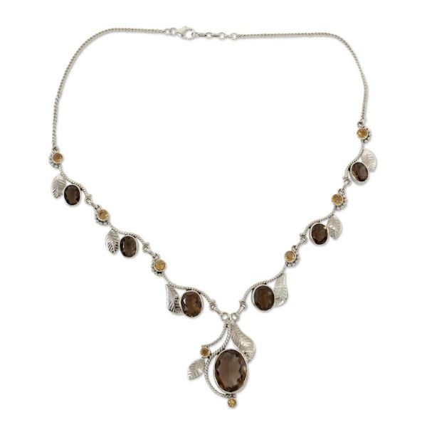 Alternate image for India Jewelry Smoky Quartz and Citrine Y-necklace Dew Blossom