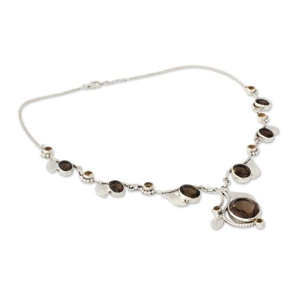 Alternate image for India Jewelry Smoky Quartz and Citrine Y-necklace Dew Blossom