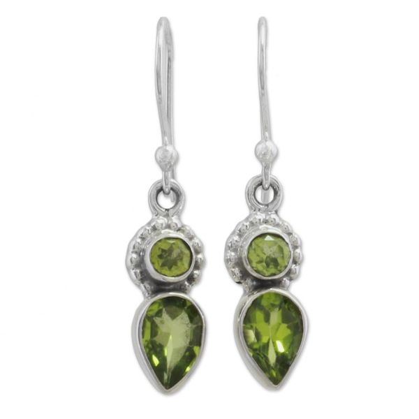 Alternate image for Peridot and Sterling Silver Dangle Earrings from India Forest Sparkle