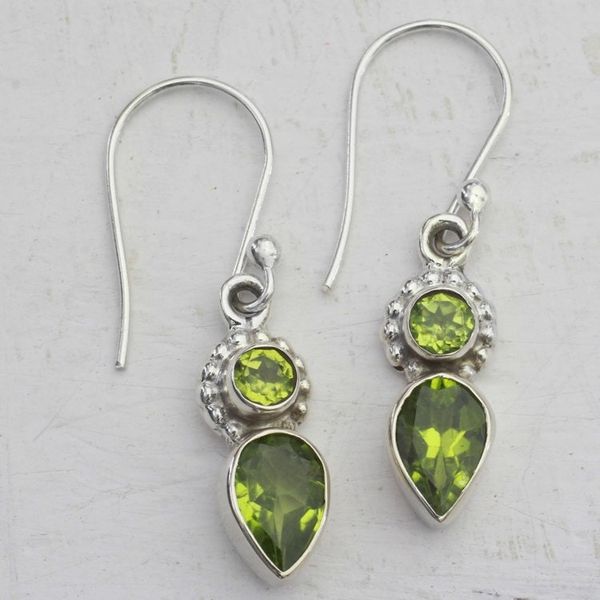 Alternate image for Peridot and Sterling Silver Dangle Earrings from India Forest Sparkle