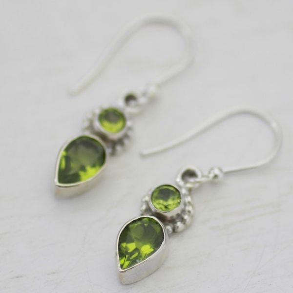Alternate image for Peridot and Sterling Silver Dangle Earrings from India Forest Sparkle