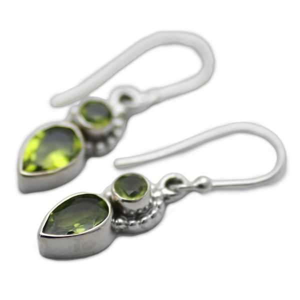 Alternate image for Peridot and Sterling Silver Dangle Earrings from India Forest Sparkle