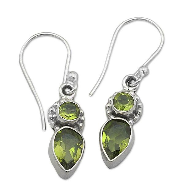 Alternate image for Peridot and Sterling Silver Dangle Earrings from India Forest Sparkle