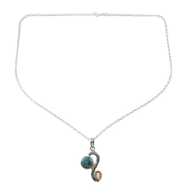 Alternate image for Citrine Composite Turquoise Pendant Necklace from India Sparkling Planet