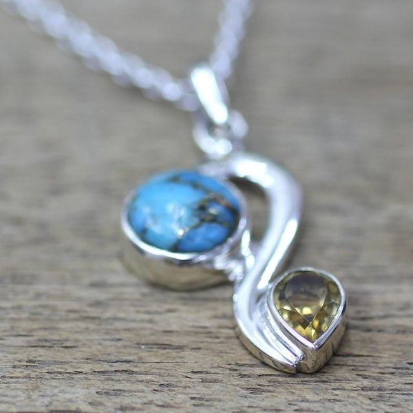 Alternate image for Citrine Composite Turquoise Pendant Necklace from India Sparkling Planet