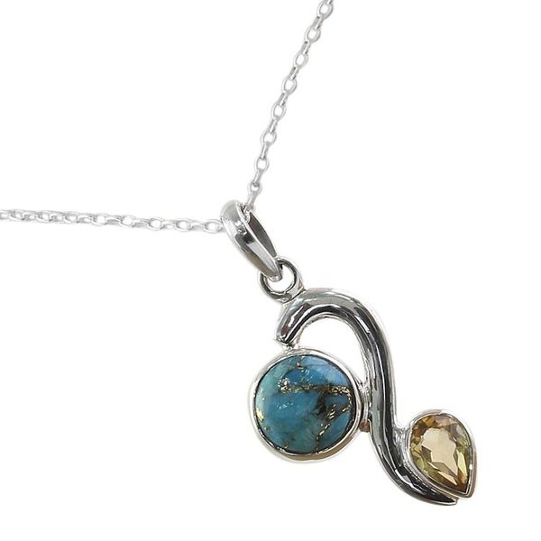 Alternate image for Citrine Composite Turquoise Pendant Necklace from India Sparkling Planet