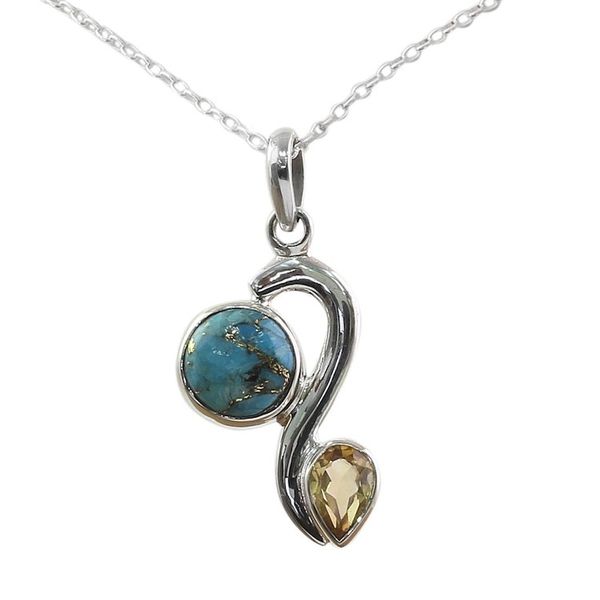 Alternate image for Citrine Composite Turquoise Pendant Necklace from India Sparkling Planet