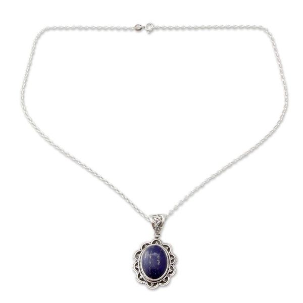 Alternate image for Artisan Crafted Lapis Lazuli and Silver Pendant Necklace Royal Audience